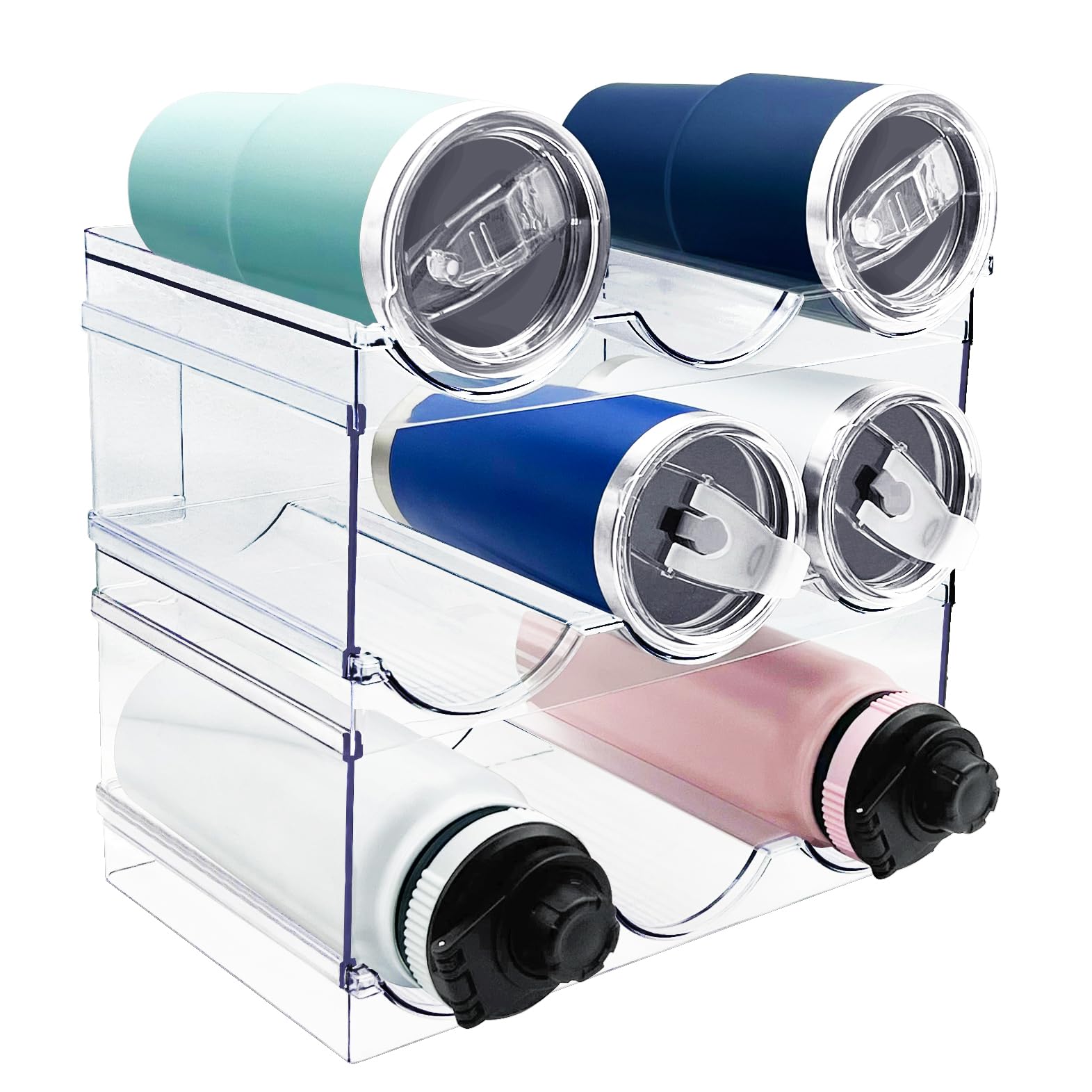 Spaclear 3 Pack Water Bottle Organizer for Cabinet, Cup Storage Organizer 9 Bottles