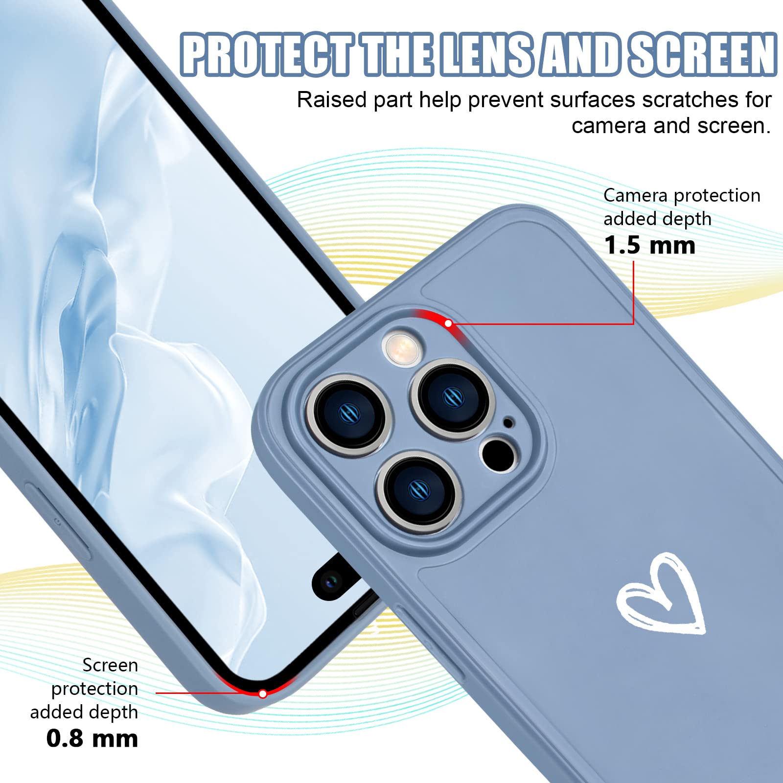 Wirvyuer Custodia Compatibile con iPhone 14 Cover Ragazze Oro Amore Cuore Custodia protezione fotocamera Morbido Silicone Cover Protettiva Antiurto Gold Love Case per iPhone 14 Verde Profumato