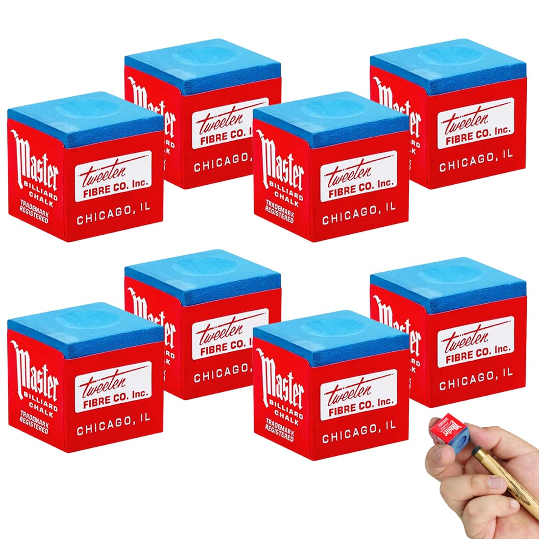YIPFEN 8 piezas tizas de billar, estándar para tacos de billar antideslizantes para billar de billar, accesorios para billar tacos, tizas azules, accesorios de billar profesional
