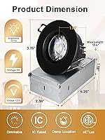 Vista 9 de Foco giratorio de cardán empotrado sin canless de 5 CCT de 3 pulgadas, lámpara de techo de globo ocular de 3 pulgadas, luces empotrables regulables