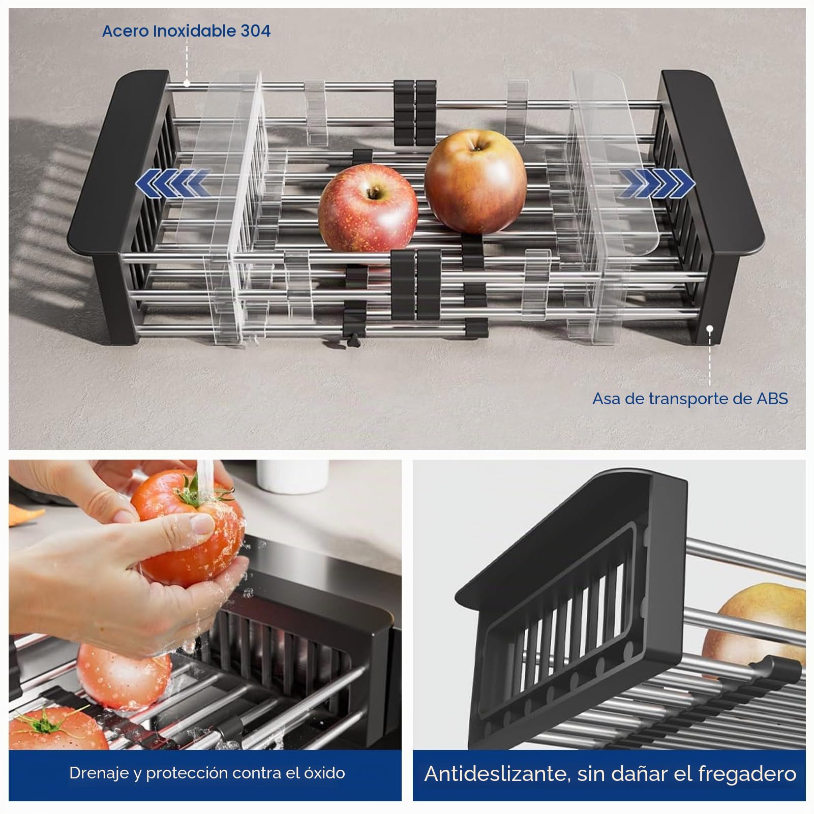 80x45cm Fregadero De Cocina 1 Seno De Acero Inoxidable con Dispensador De JabóN, Grifo y Juego De DesagüE, Fregadero Bajo Encimera O Sobre Encimera con Escurreplatos, Negro