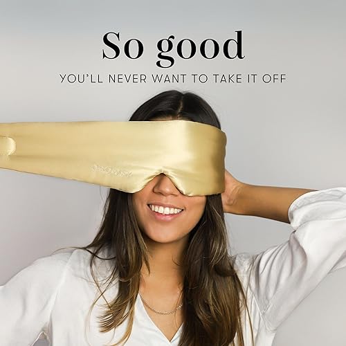 Miniatura 9 de DROWSY Máscara de seda para dormir. Capullo de seda acolchado para un sueño de lujo en la oscuridad total (L'Amour Gold)