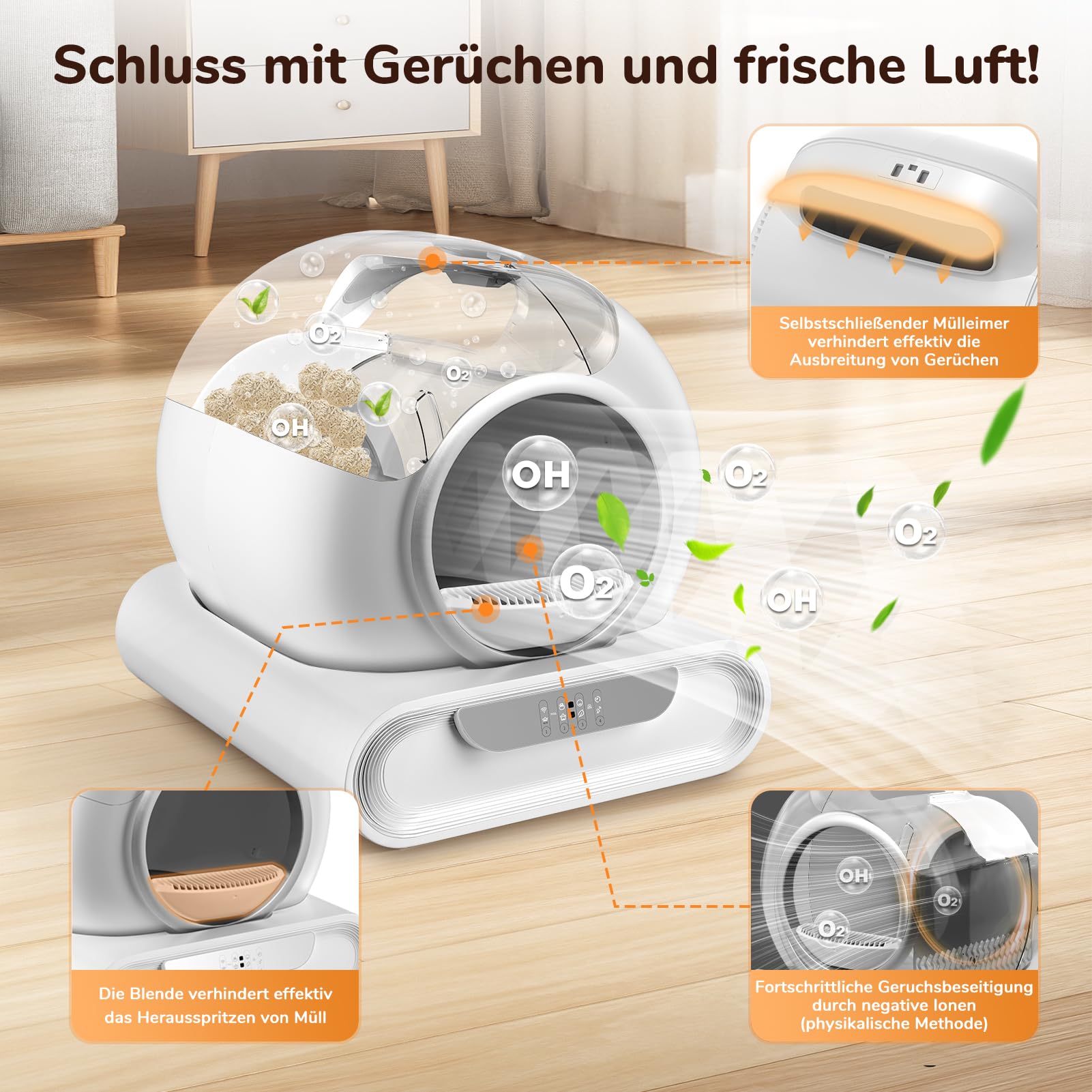 Lettiera Gatto Autopulente XXL 68L, Lettiera Automatica per Più Gatti, Controllo APP, Sensori Intelligenti, Antiodore, Raccolta Rifiuti Integrata