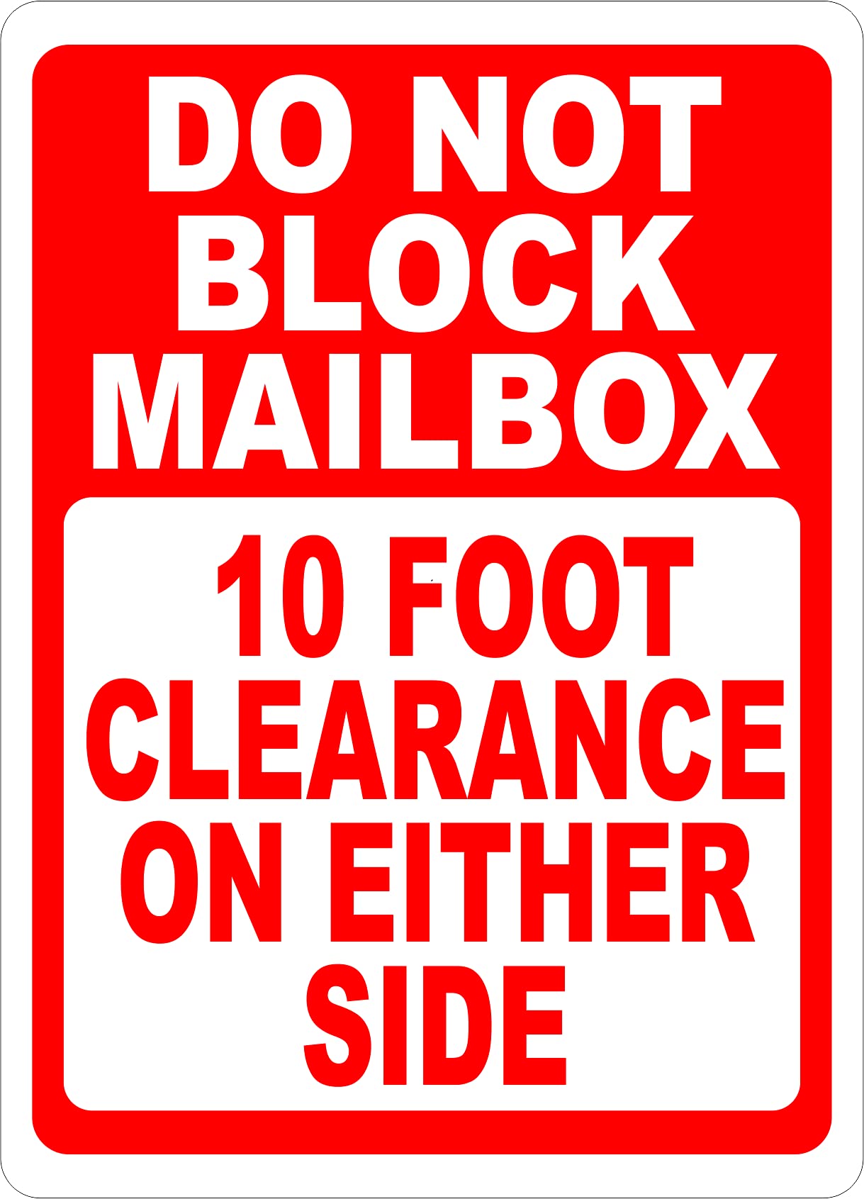 Mailbox Clearance Metal Tin Sign, Maintain 10 Foot Clearance On Both Sides Of Mailbox Street Wall Decor, 12x8 Inches Aluminum