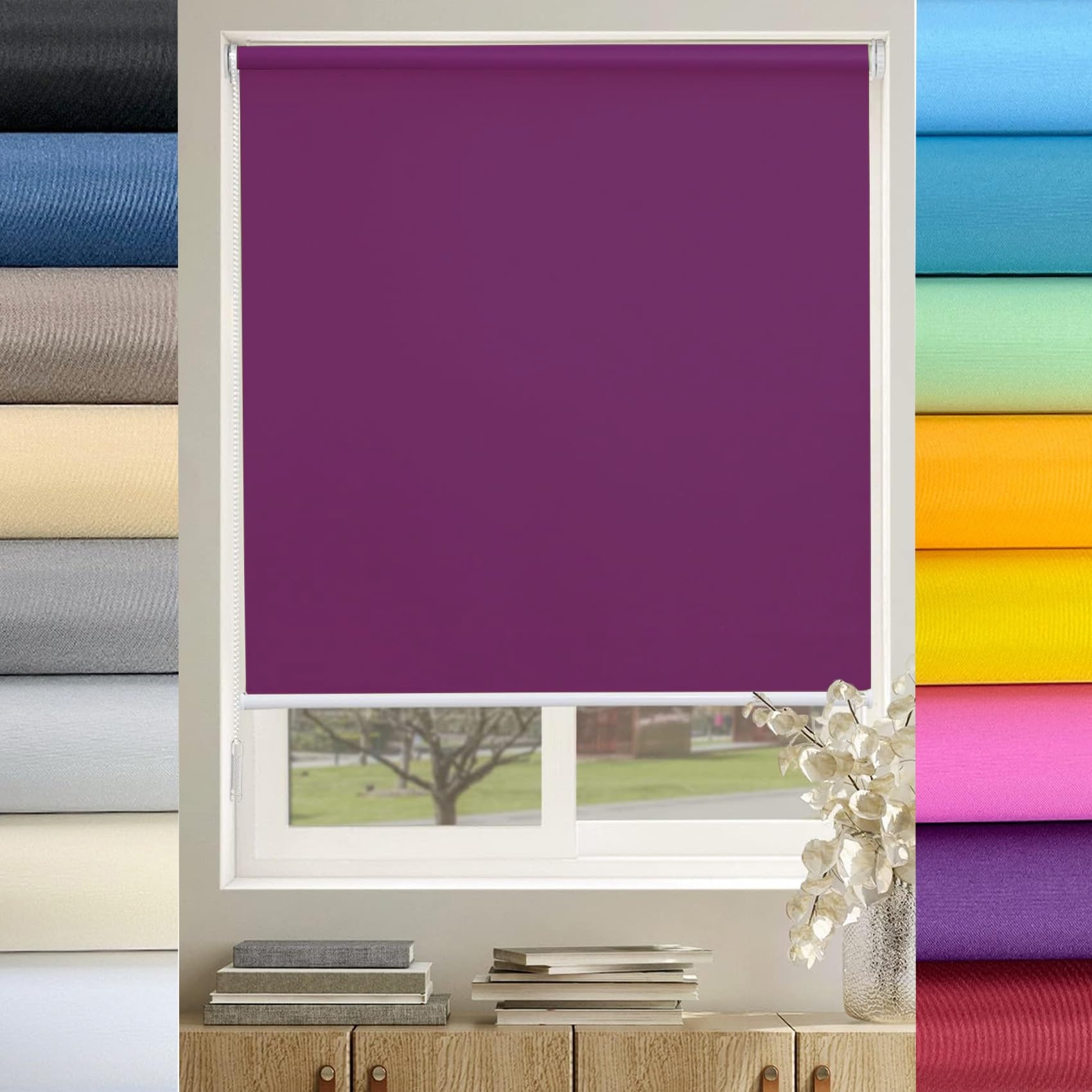 Sleeptight Portable Blackout Blind 120 x 120 cm UV Protection Thermal Properties Roman Shade Blind with Install Accessories Portable Use Travel and Bedroom, Purple