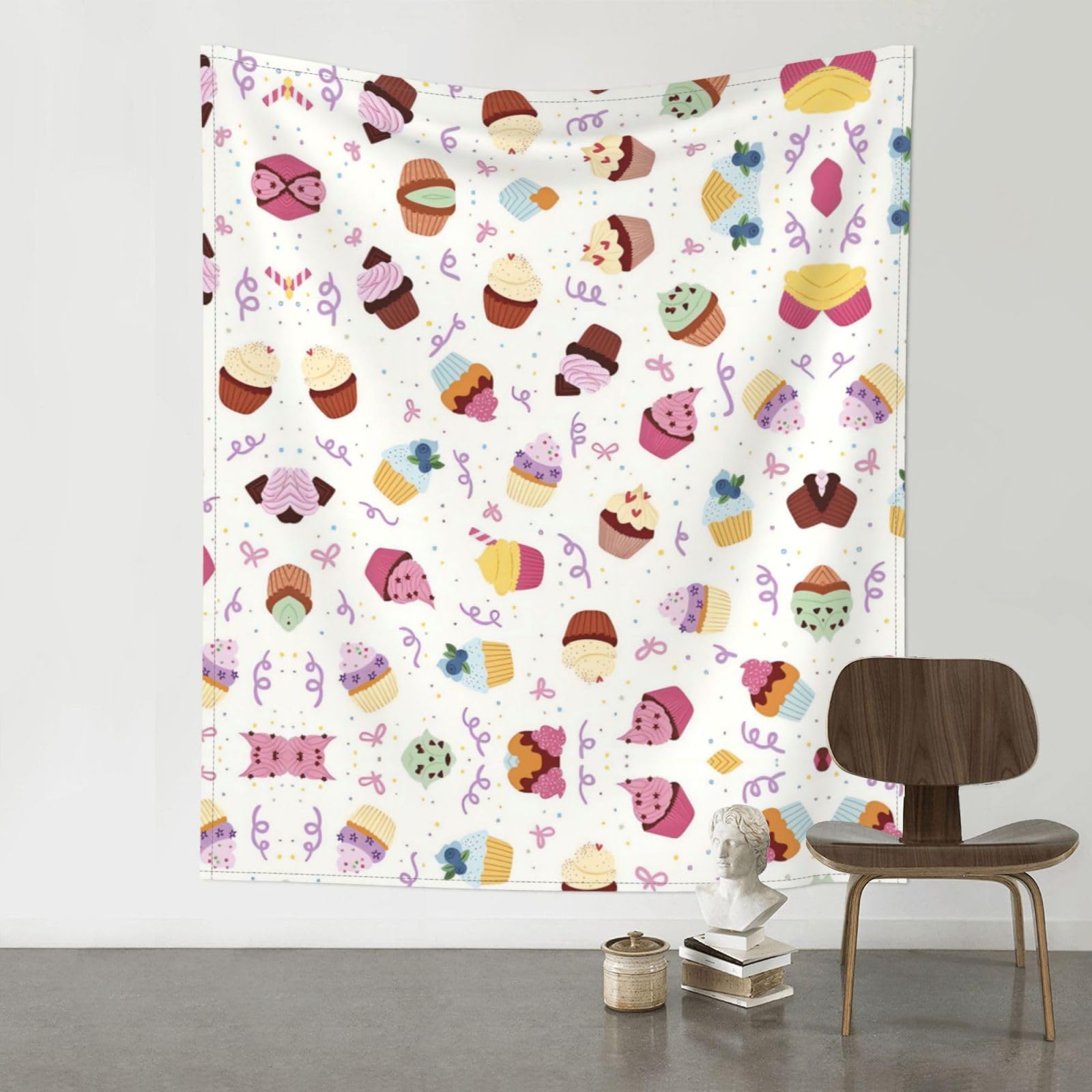 YYHWHJDE Delicious Cupcakes Prints 60x51in Wall Tapestry – High-Grade Polyester Throw for Dorm, Beach & Home Decor