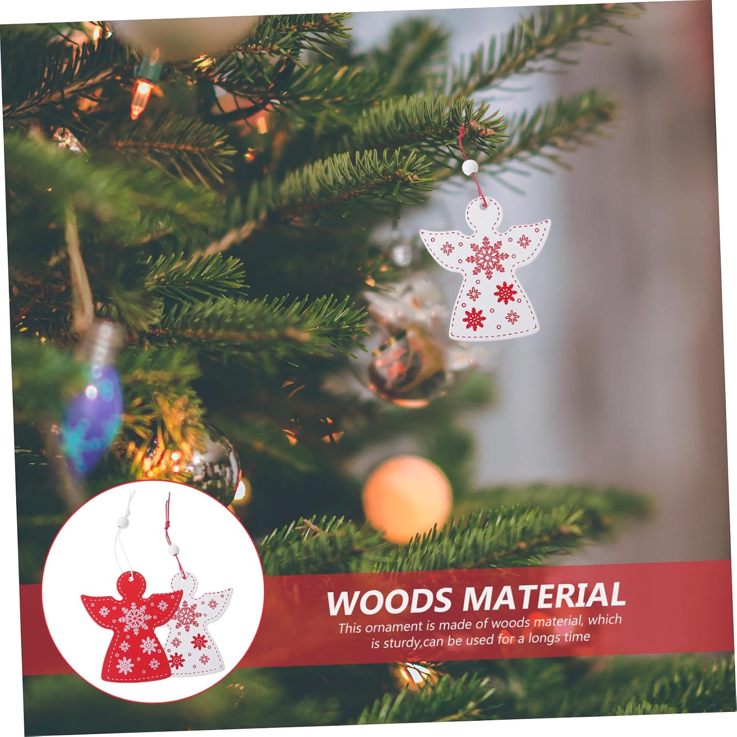 20pcs Wooden Christmas Angel Hanging Decorations Xmas Tree Ornaments
