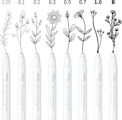 Miniatura 3 de Ohuhu - Rotuladores de cepillo con alcohol, doble punta (cincel y cepillo) + rotuladores de dibujo fineliner (8 unidades)