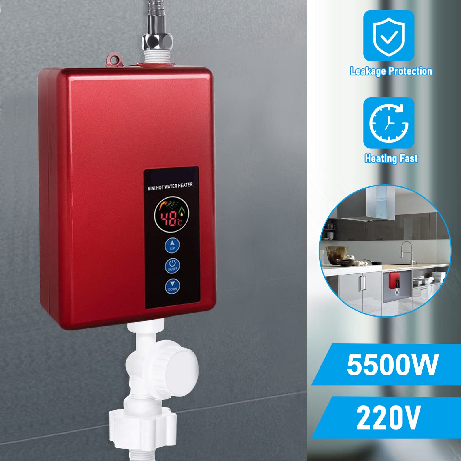 Doorstroomboiler, elektrisch, zonder reservoir, met leddisplay, 220 V
