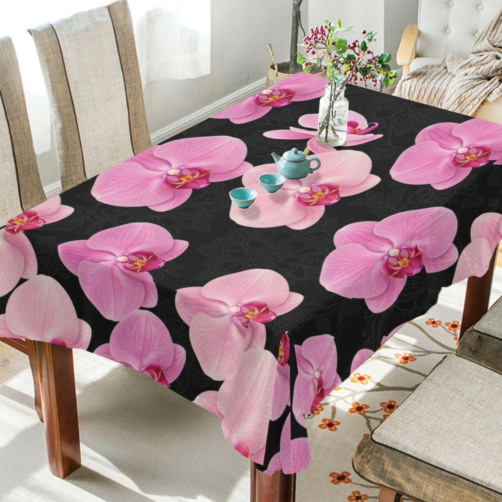 Nappe carrée orchidée noire FRODOTGV multicolore fraîche et moderne