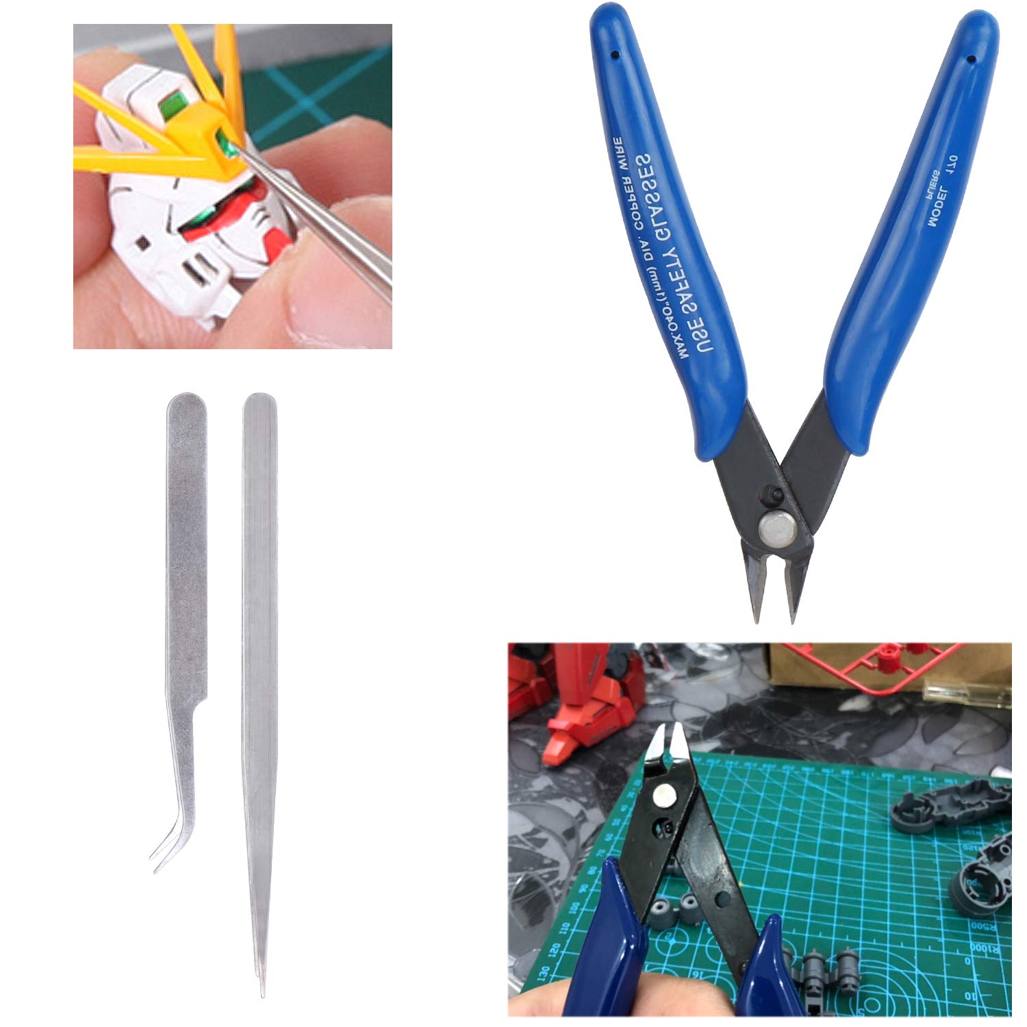 HSEAMALL 11PCS Kit di strumenti per modelli Guandam, strumenti base per modellazione di auto Bandai Hobby Gundam, riparazione e fissaggio