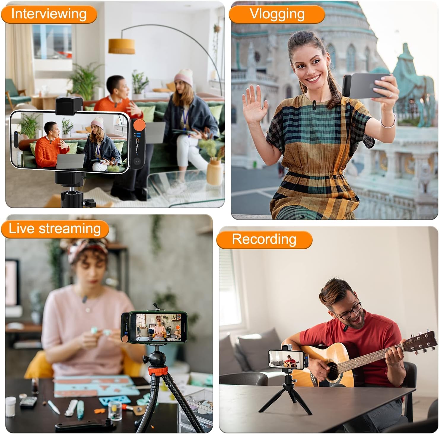 COMICA Vimo S UC Micro Cravate sans Fil USB-C, Plug & Play pour Android & iPhone 15/16/17, Portée 200 m, Audio Hi-FI, Réduction de Bruit, Micro Lavalier pour Vlog, Youtube, Streaming