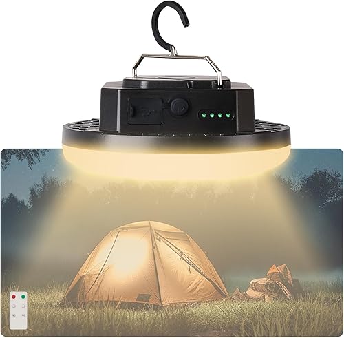 Miniatura 13 de Luz de carpa colgante recargable de 10000mAh con imán, LED de 30W 4000LM con 3 modos de iluminación de colores (control remoto), linterna