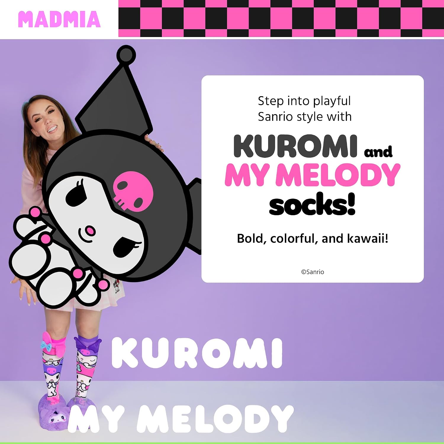 MADMIA Kuromi & My Melody Knee-High Socks – Colorful Dress-Up Socks for Kids & Adults image 3