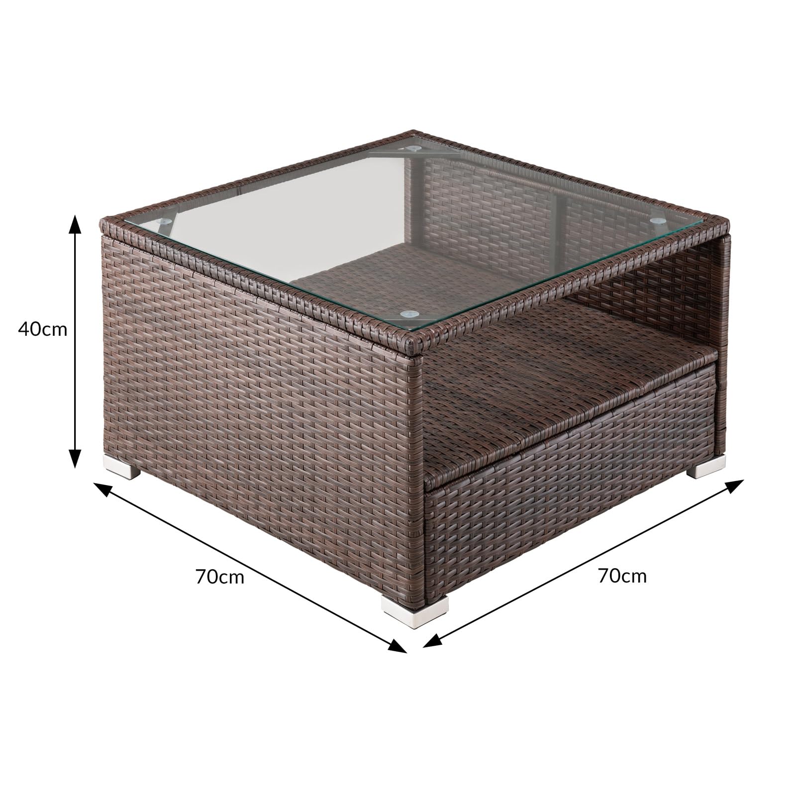 Casaria Gartenmöbel Lounge Set für 5 Personen mit Tisch Braun-Creme | mit Auflagen & Kissen, Outdoor, Balkon, Terrasse, Gartentisch, Wetterfest, 15 cm dicke Rückenkissen, Bequem, 210x210x70 cm