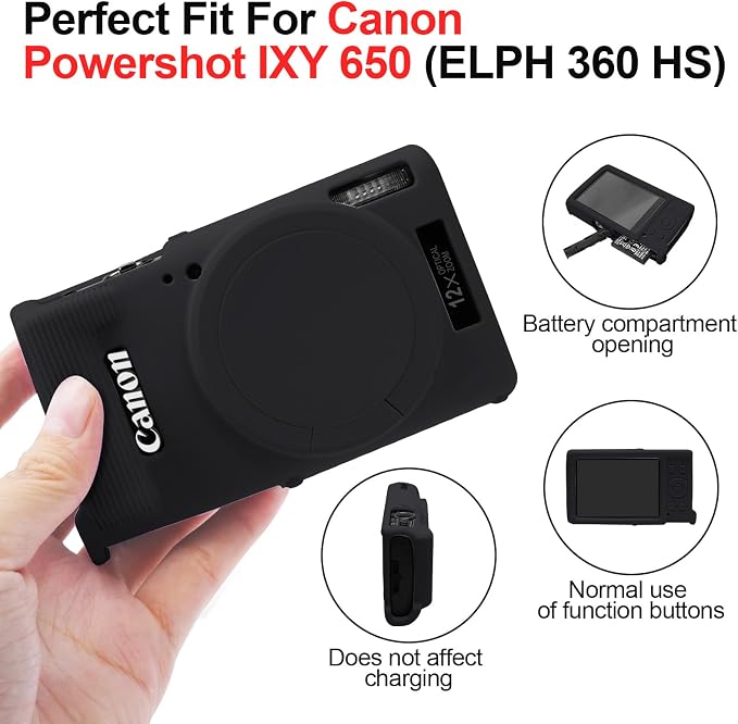 Funda Easy Hood para Canon PowerShot IXY 650 negra miniatura 5