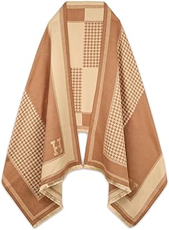 EXTREE Scarfs for Women Pashmina Silky Shawl Wrap for Evening Dressing Blanket Open Front Poncho Cape