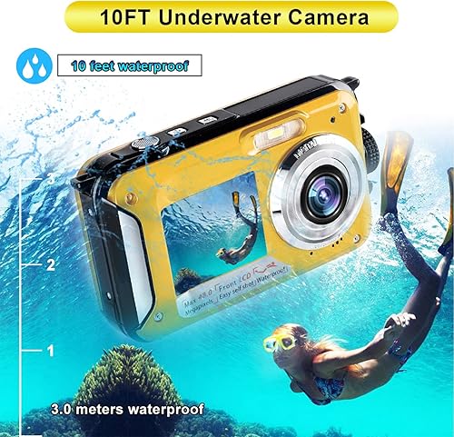 Miniatura 3 de Cámara impermeable compacta, cámaras subacuáticas de 48 MP, 2.7 K, grabadora de video Full HD, pantalla dual para selfie, ligera, impermeable, para