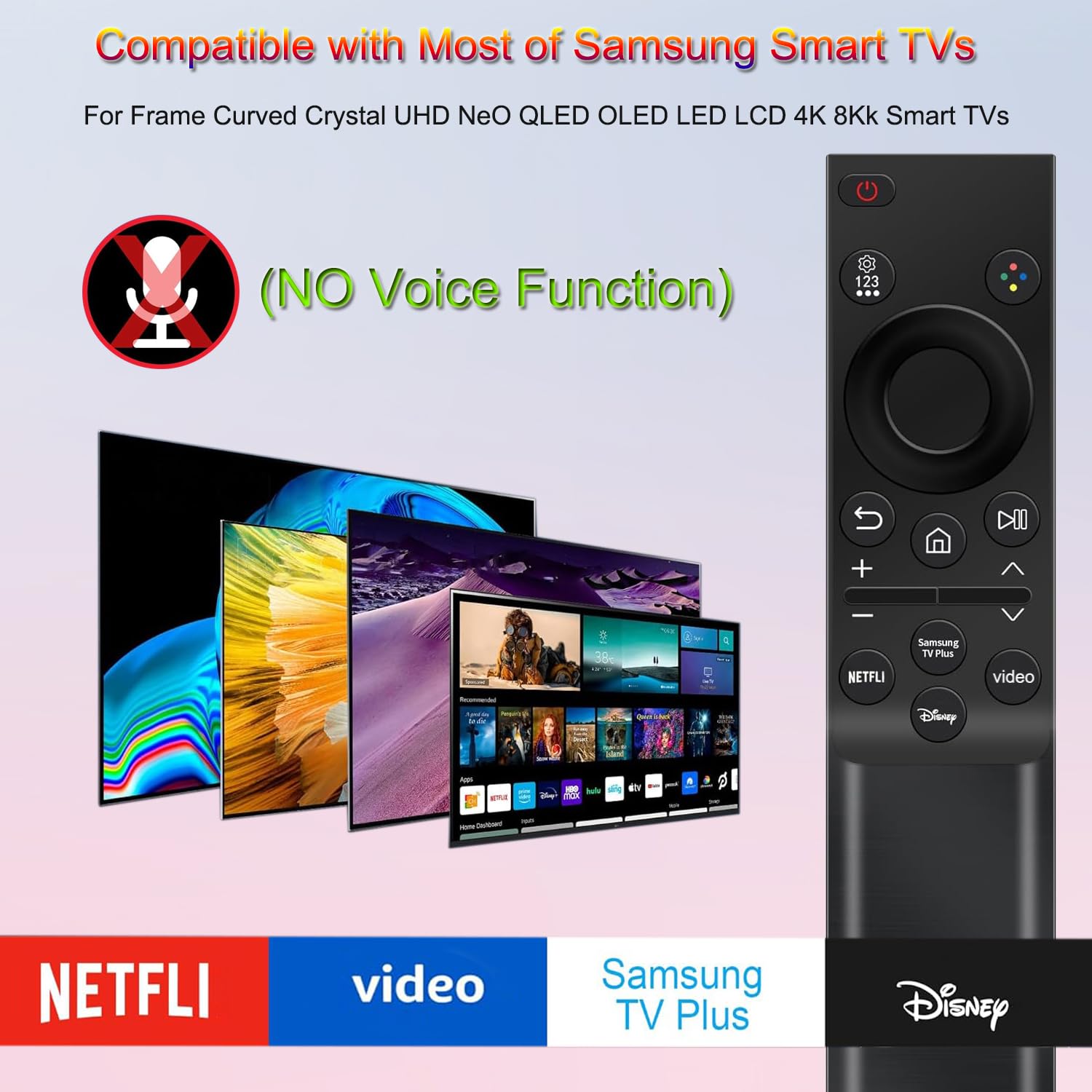Télécommande Universelle pour TV Samsung, Remplacement pour Samsung Crystal QLED OLED Curved HDTV 4/8K UHD