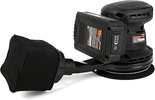 Miniatura 6 de WEN Lijadora orbital inalámbrica, sin escobillas con almohadilla de órbita aleatoria de 5 pulgadas, batería de iones de litio de 20 V máx. 2.0 Ah y
