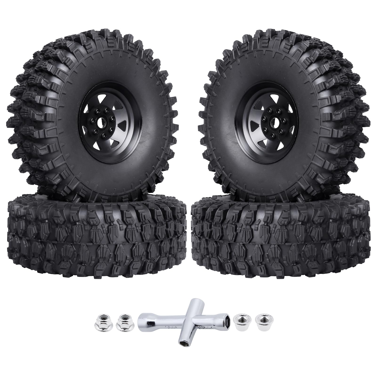 INJORA Neumáticos 1.9 Mud Terrain Kraken Claw – 4 Piezas Con Espuma, Compuesto S3/S5, Para Coches RC Crawler 1/10