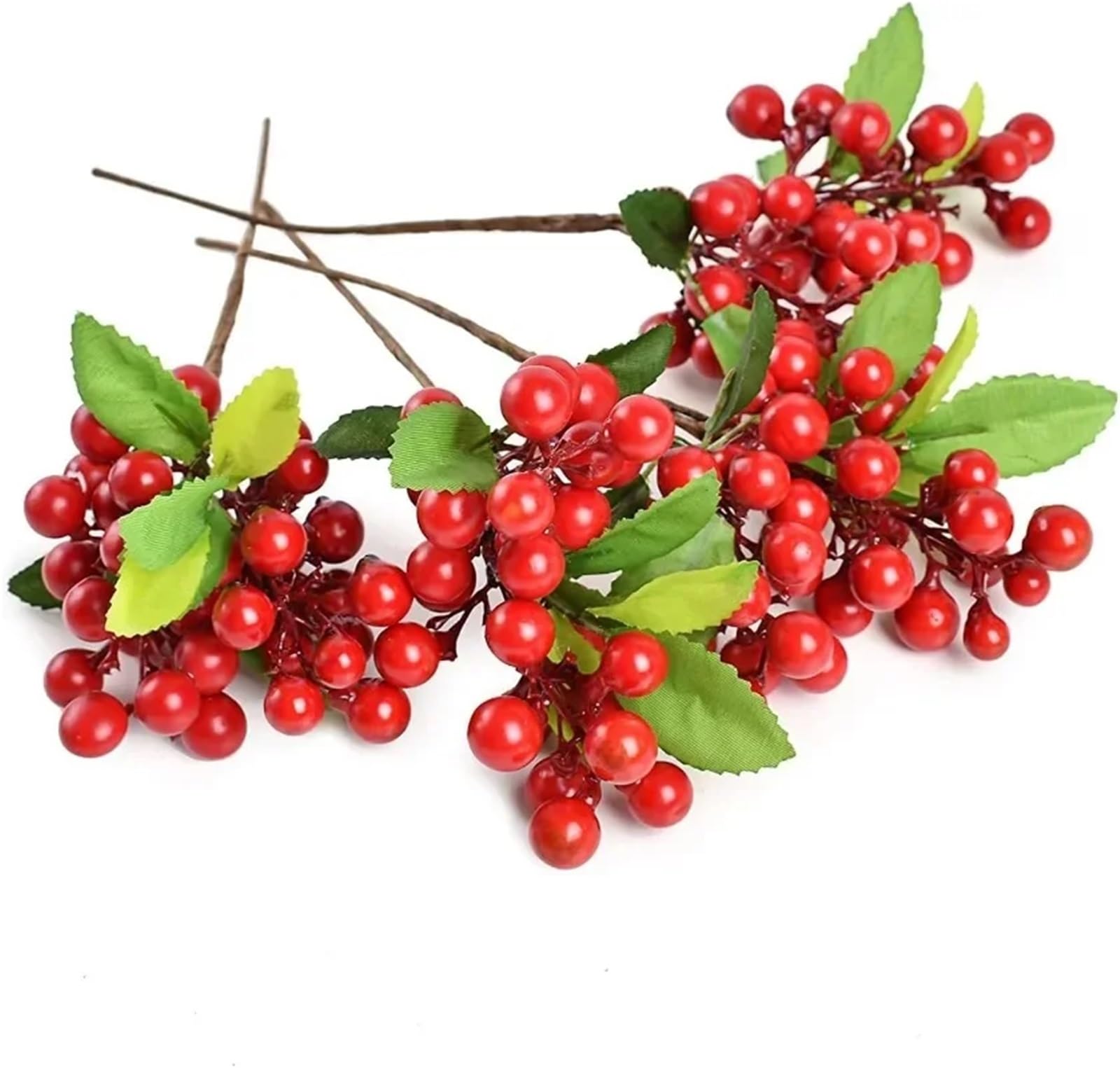 MZSKLW Fake Fruit Artificial Blueberry 4pcs With Stems Lifelike Fruits For Wedding DIY Bridal Bouquet Home Kitchen Party Decoration(Red)