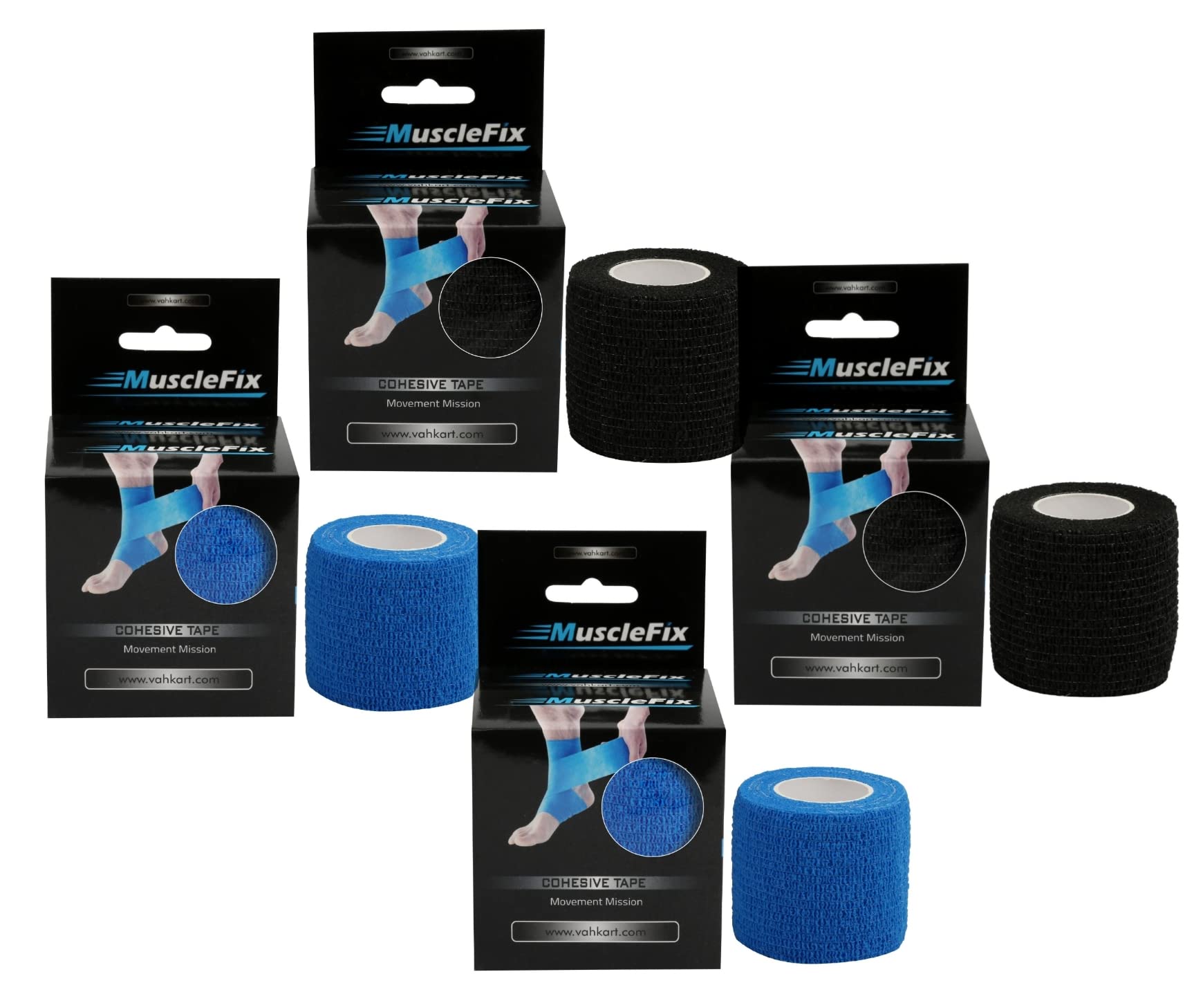 MuscleFix Vet Wrap Cohesive Self Adhesive Bandage for Humans & Pets (Dogs, Cats, Birds), Breathable, Elastic (5cm X 4.5 mtr, Pack of 4) Black & Blue (B0B5R7MJ7S) Amazon Price History, Amazon Price Tracker