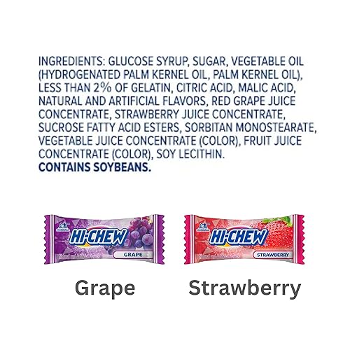 Miniatura 3 de HI-CHEW Mezcla de uva y fresa, paquete de 8 bolsas, 1.94 onzas cada una, uva y fresa, paquete variado de dulces suaves y divertidos masticables,