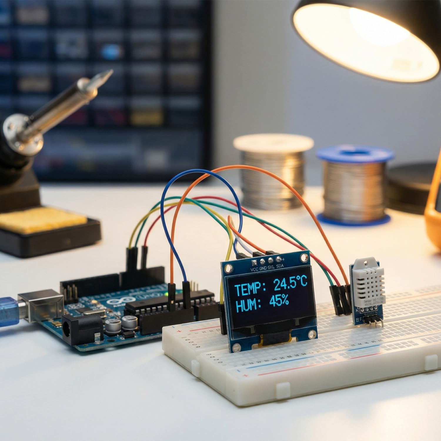 QWORK® 3-pak wyświetlacz OLED 0.96 cala IIC SSD1306 128x64 - kompatybilny z Arduino, Raspberry Pi, ESP32, niebieskie znaki