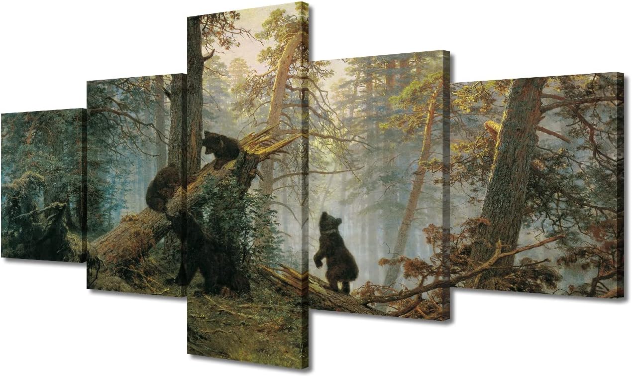 5 Panels Steampunk Wall Art Machine Old Factory Posters Art Prints Canvas Stretched and Framed Architecture Artwork Wall Paintings Canvas Wall Art for Living Room Home Decor Ready to Hang 60" Wx32 H