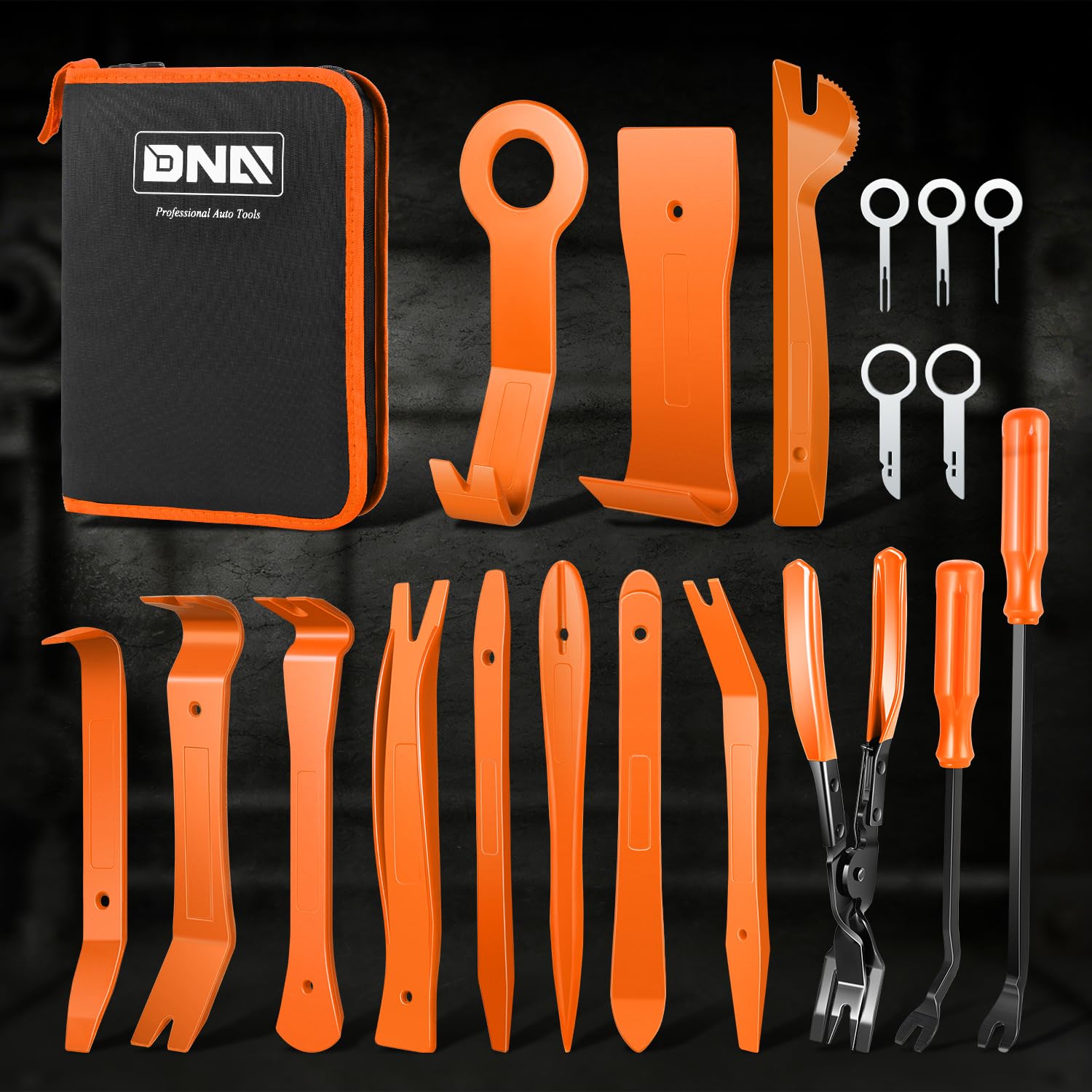 DNA MOTORING TOOLS-00248 - Kit de herramientas de extracción de molduras de automóvil, juego de alicates de clip para removedor de tapicería para panel de puerta de automóvil, tablero de audio, con