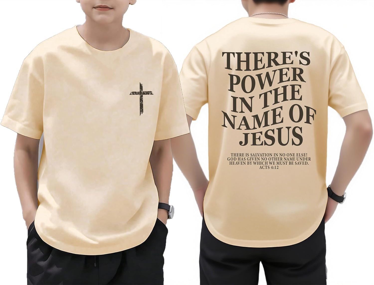 Amazon | Boys There's Power in The Name of Jesus シャツ キッズ