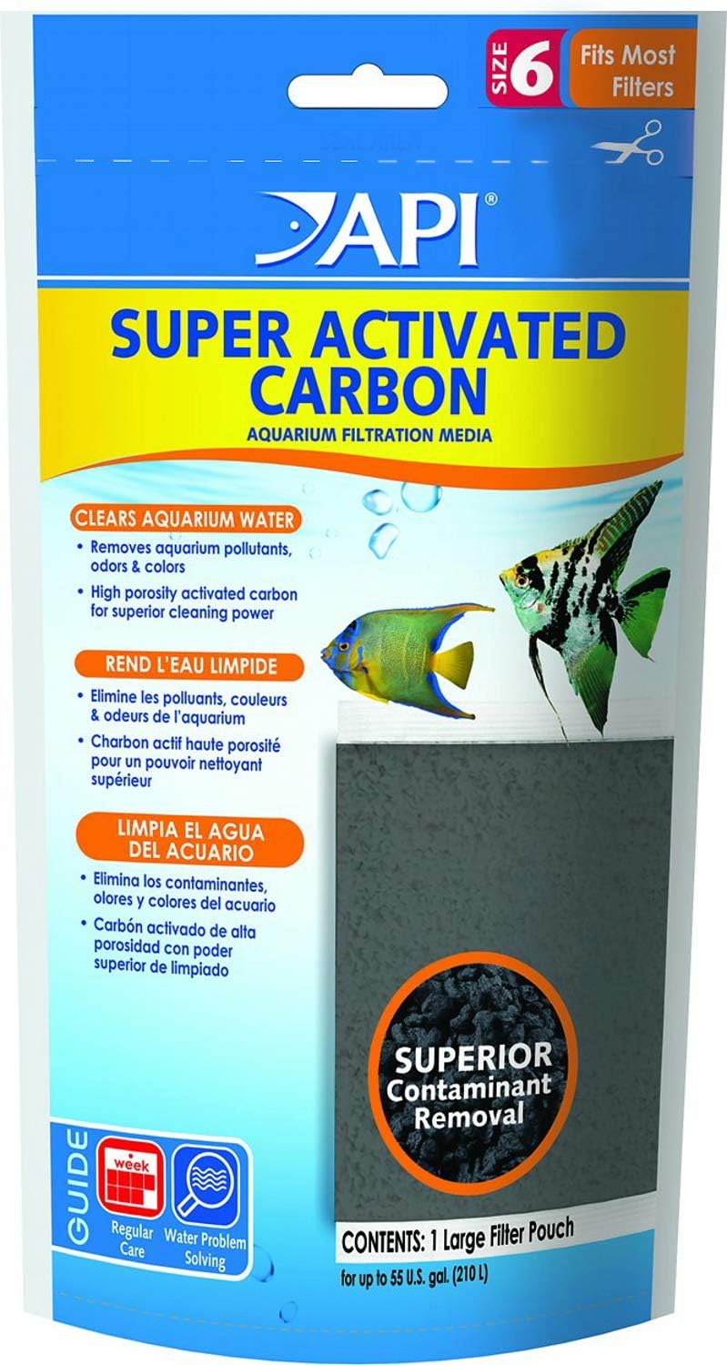 API Super Activated Carbon Pouch, Aquarium Filtration Media, Size 6, 6 Pack