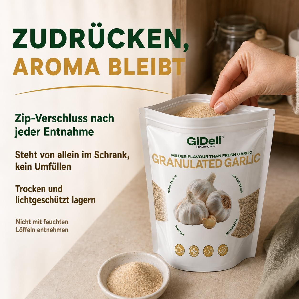 GiDeli Ail Semoule 5 kg - Granulés Séchés - Sachet Refermable