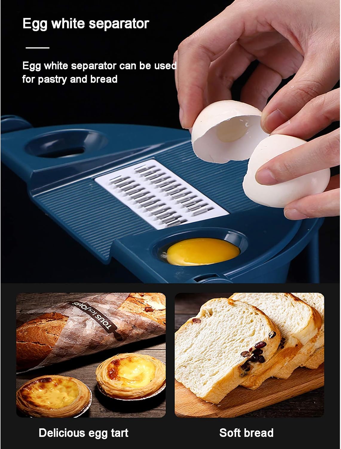 Mandolin Slicer Peeler for Garlic Cabbage Carrot Tomato Fruit Salad Kitchen Vegetable Chopper with Container Multifunctional Onion Mincer Chopper Dicer Manual Cutter Food Chopper-Blue 27.5 x 12 x 18