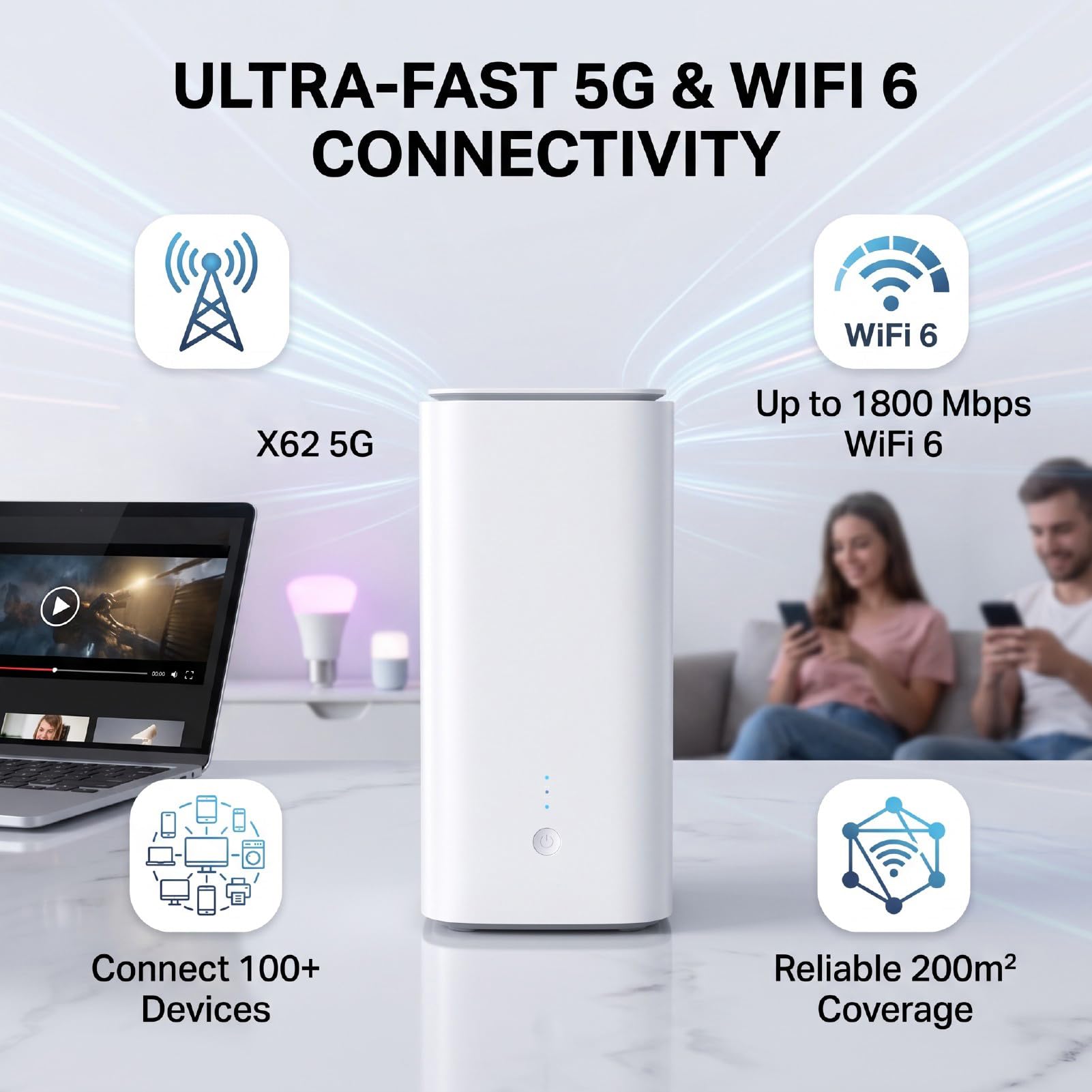 GOWENIC Router WiFi 6 5G con Slot per Scheda SIM, CPE Dual Band Ad Alta