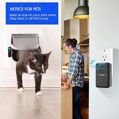 Miniatura 3 de Campana de puerta inalámbrica, rango de 600 pies, 5 volumen ajustable, 1 sensor de contacto abierto de puerta magnética con 62 campanillas, modo