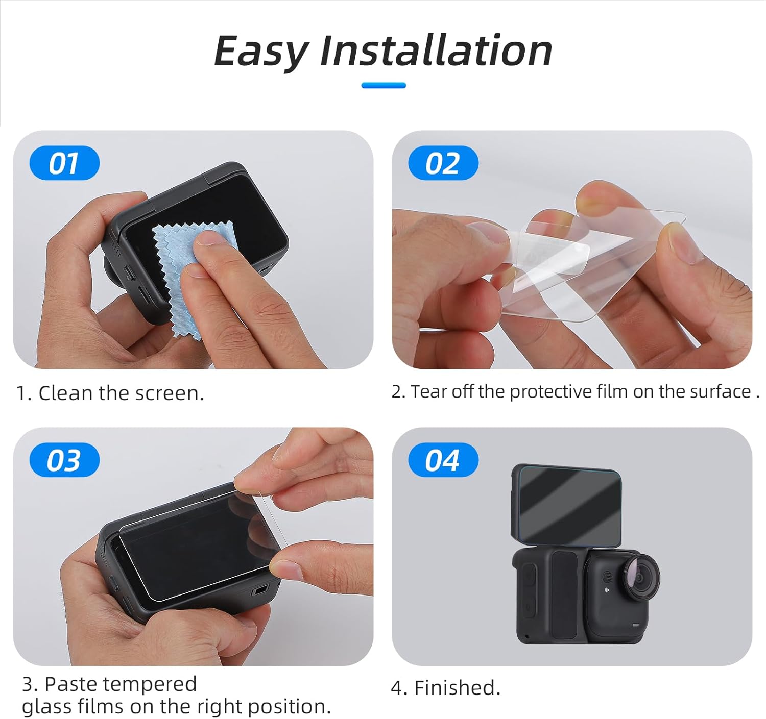 CAPART Screen Protector for Insta360 GO Ultra, 9H Hardness HD Tempered Glass Foils 2.5D Curved Edge Films (2-Pack)