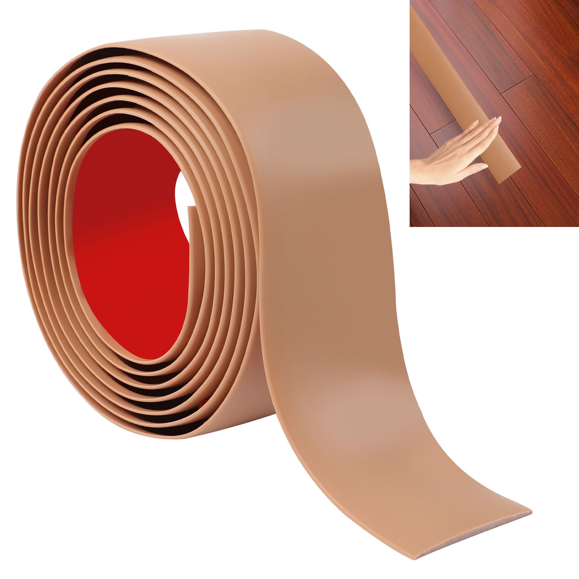 Junart Brown 200Cm×5Cm Laminate Flooring Threshold Transition Strip, Self Adhesive Vinyl Floor Strip, Tiles Or Carpet Edge Transition Trim(Brown)