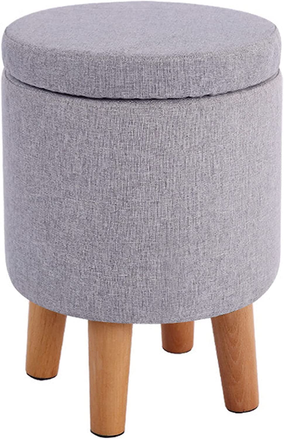 Pouf de rangement rond haut de gamme avec pieds et assise rembourrée premium
