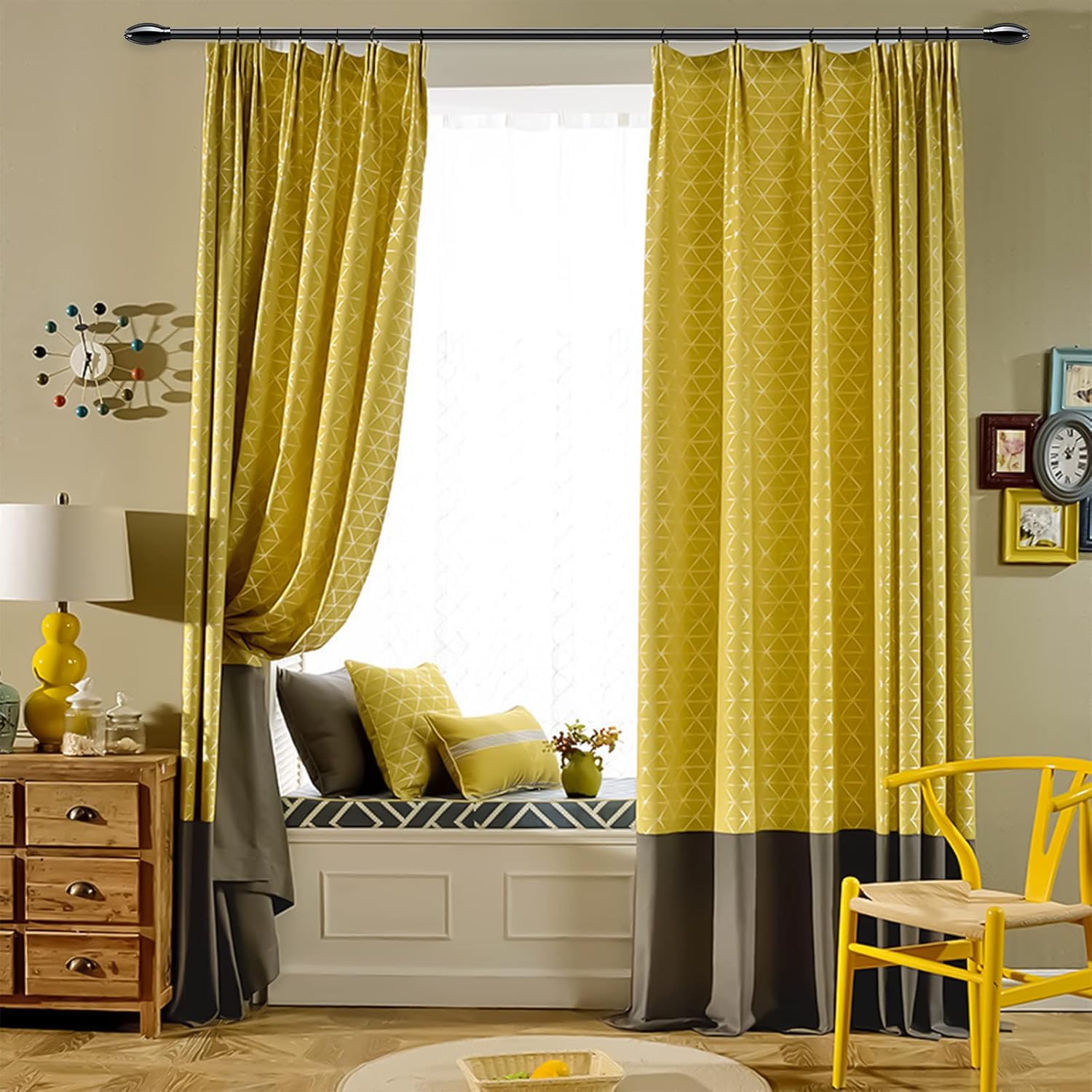 Buy INFLATION Curtain Poles with lotus Finials, 371 cm Black Window