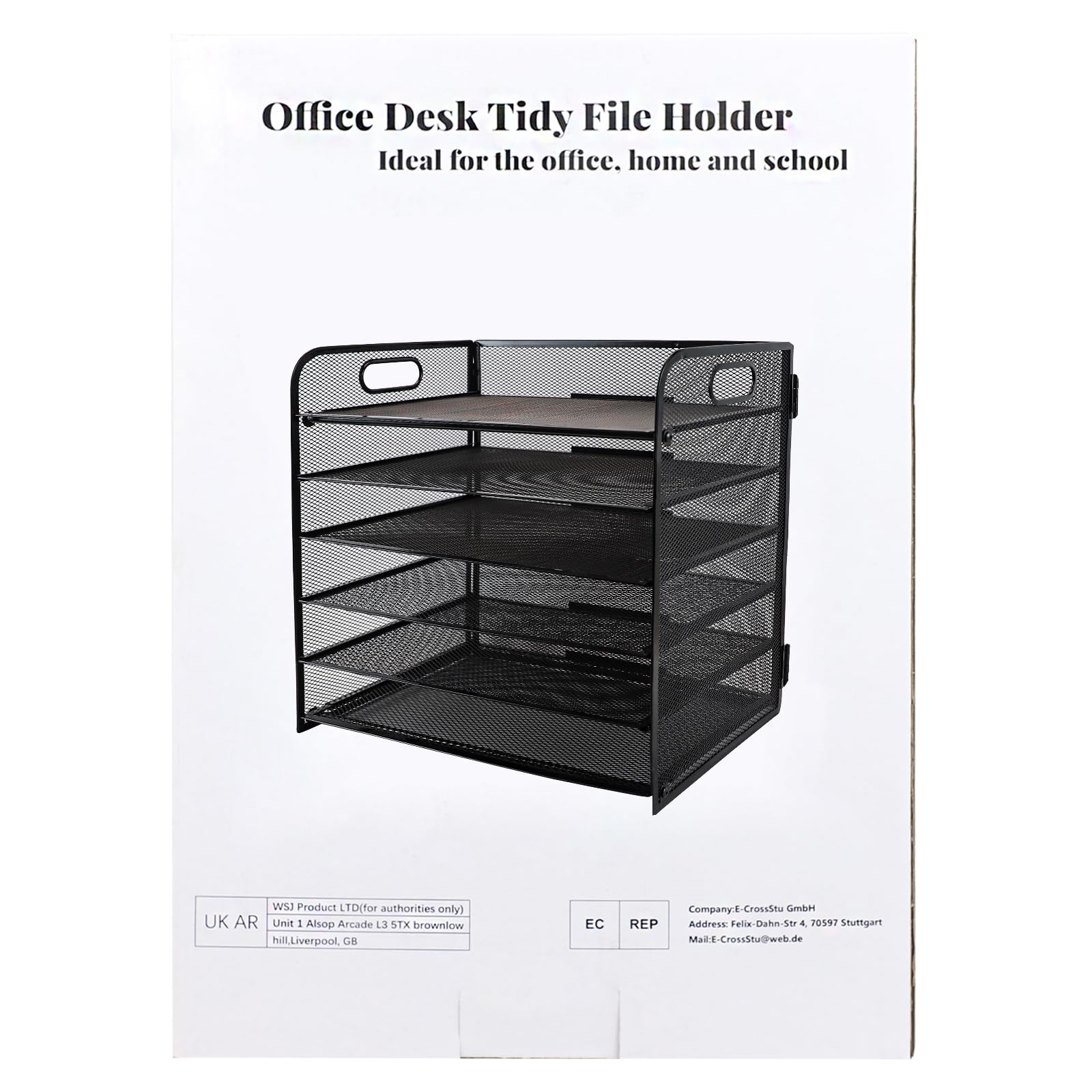 Organizador de archivos de escritorio de 6 niveles con clasificador de archivos vertical extra, bandeja de papel para cartas con soporte superior para cajón de papelería, bandejas de archivo de papel