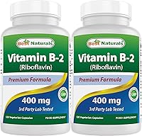 Vista 1 de Best Naturals Vitamina B2 (riboflavina) 400 mg - Alivio de la migraña - Cápsulas vegetales - Precursor de conezima - 120