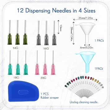 Dandat 34 Pcs Pottery Tools Supplies Ceramic Precision Applicator Slip Trailing Bottles Ceramic Precision Tips Applicator 3 Ounce Clay Tools Set Needle Tip Squeeze Bottle for Pottery Glaze(Blue)