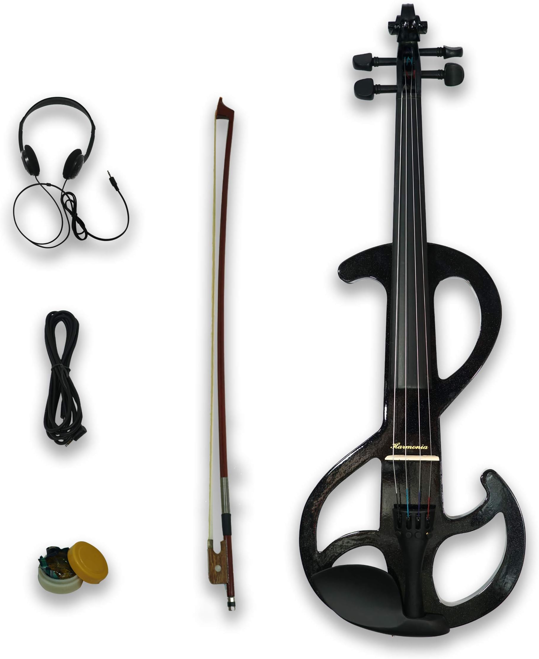 Electric Viola 4/4 S Style w/Case, Bow, Rosin, Headphone, Cable & Battery