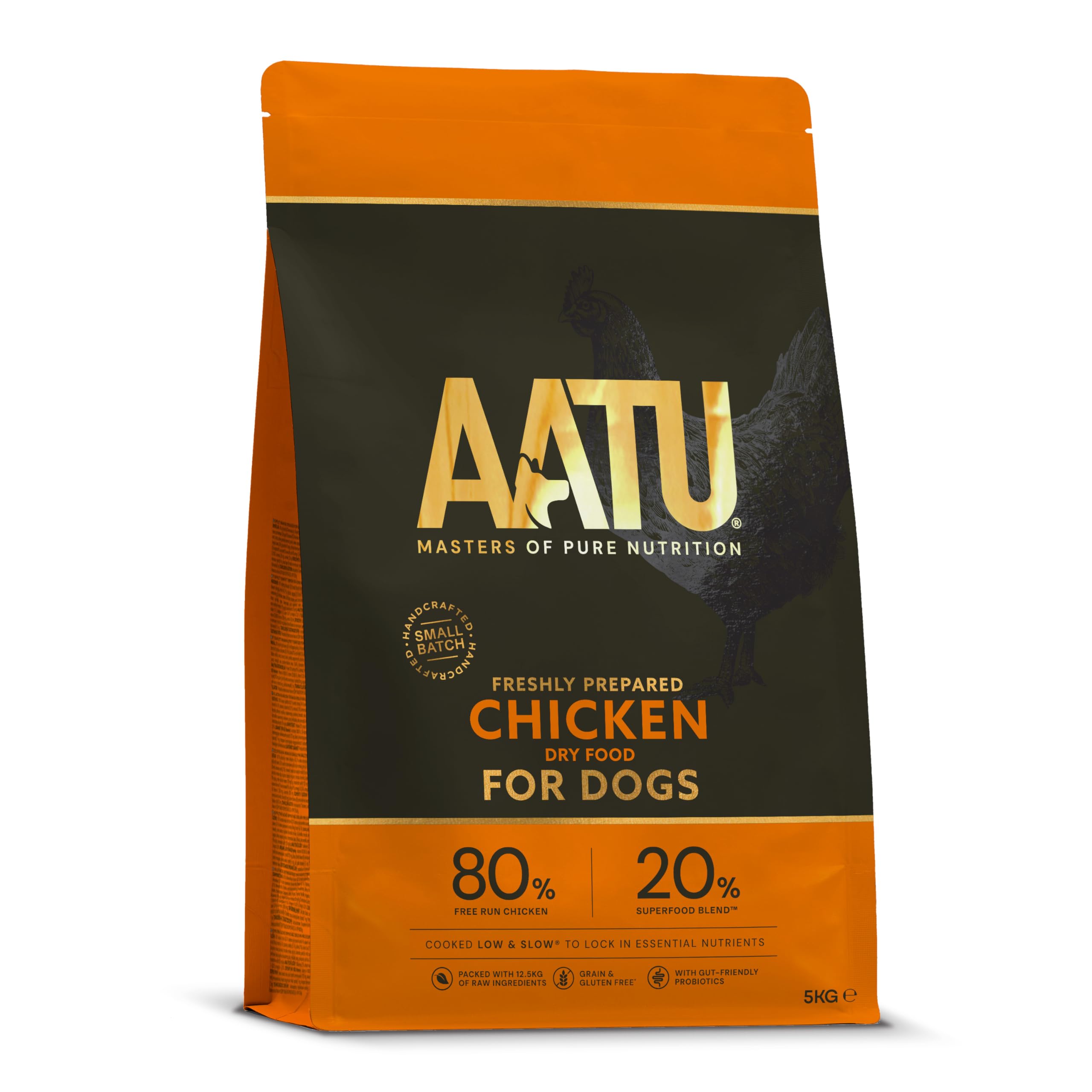 AATU 80/20 Complete Dry Dog Food, Chicken 5kg - Dry Food Alternative to Raw Feeding, High Protein. No Nasties, No Fillers. (Packaging may vary).