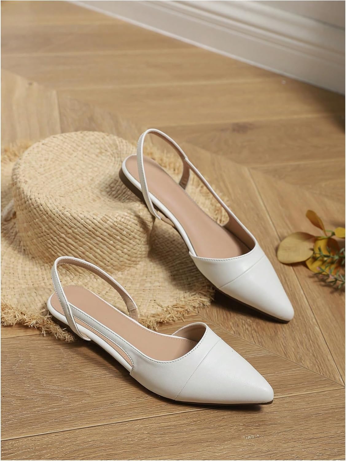 OYOANGLE Women's Pointed Toe Slingback Flats Slip on Flats Casual Dressy Office Work Shoes - Image 5