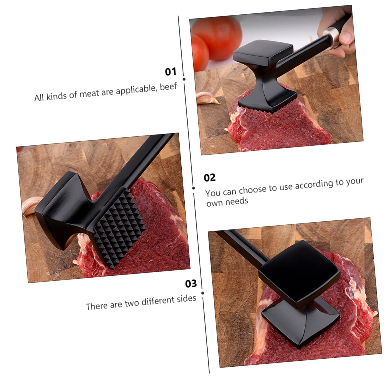 MUCKLILY Dual Sided Meat Tenderizer Tool Meat Hammer for Kitchen for Tenderizing Steak Pork and Poultry Easy to Store with Convenient Hanging Design