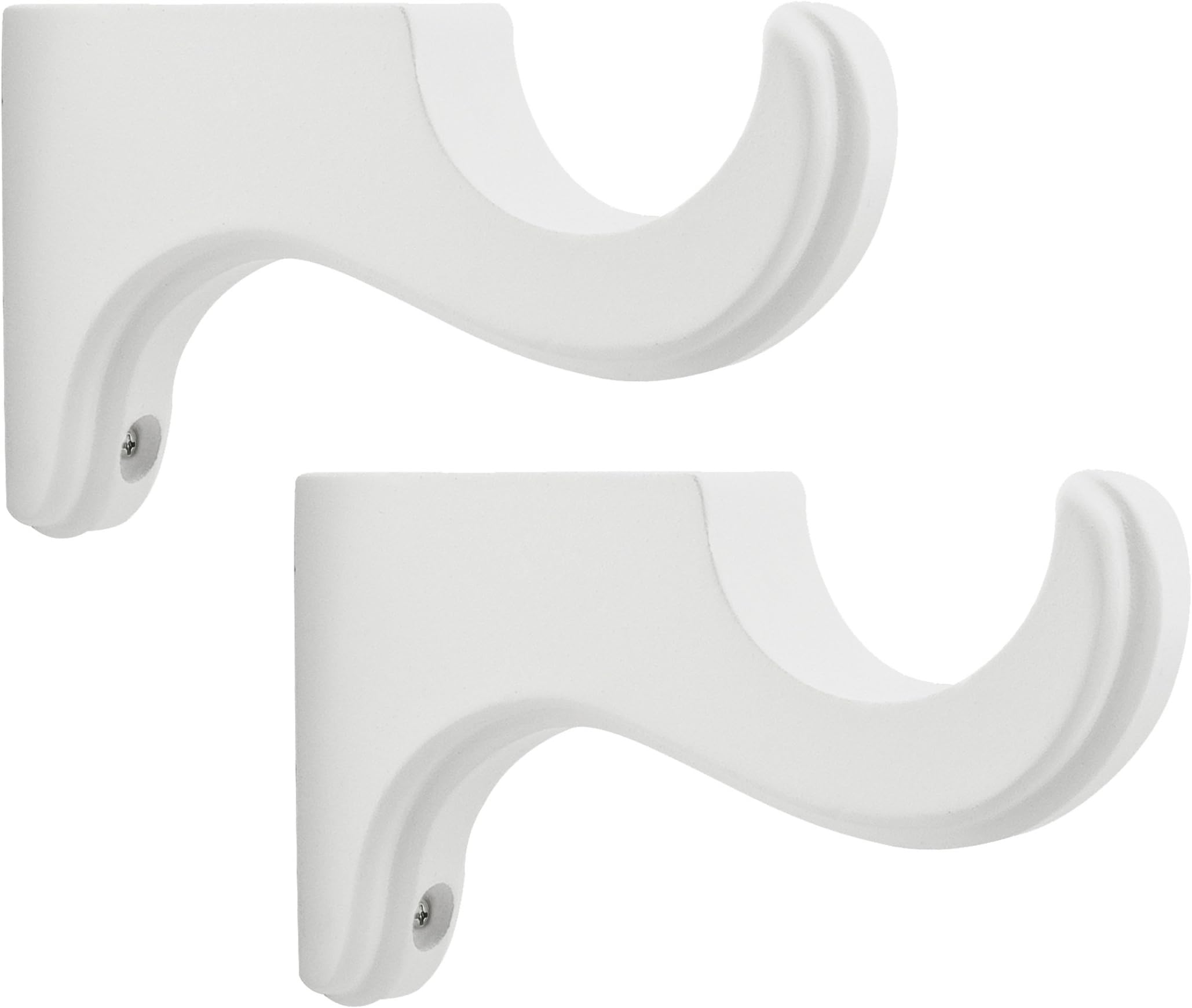 Beme International 1-3/8-Inch Diameter Single Wood Drapery Bracket White, Set of 2 (26428WT)