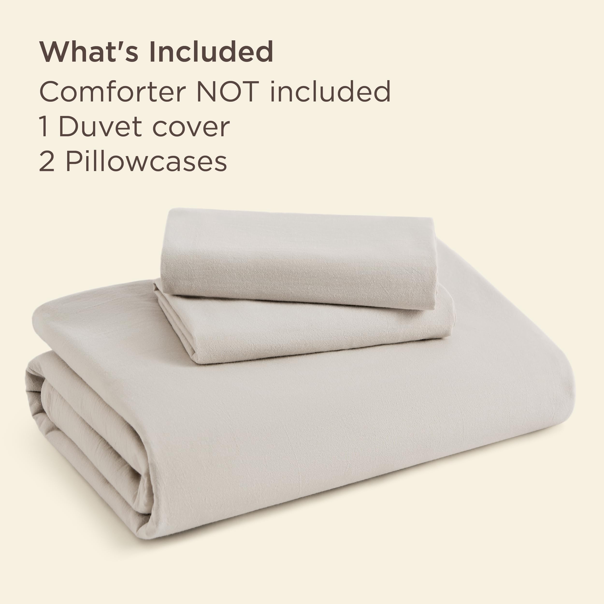 Bedsure 100% Stone Washed Cotton Duvet Cover King - Light Greige Minimalist Cotton Duvet Cover Linen Like for All Seasons - GentleSoft™ Plain Simple Bedding (Light Greige, King, 104"x90")